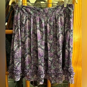 Purple Patterned High-waisted Ruffle Skirt